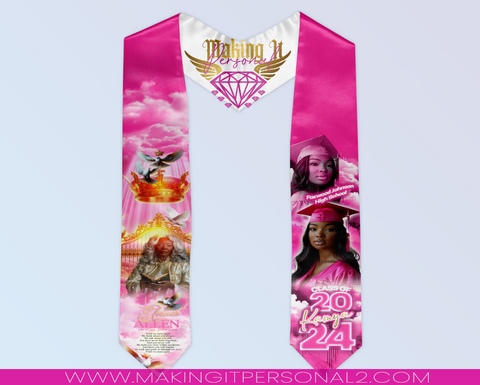 Memorial Pink grad stole