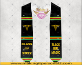 All Over Black Girl Magic Kente Custom Graduation Stole