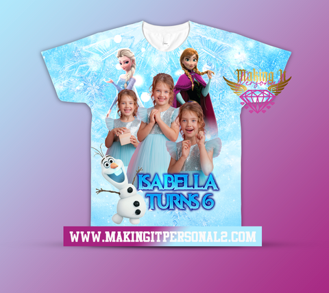 Frozen Inspired All over Design Birthday Shirt