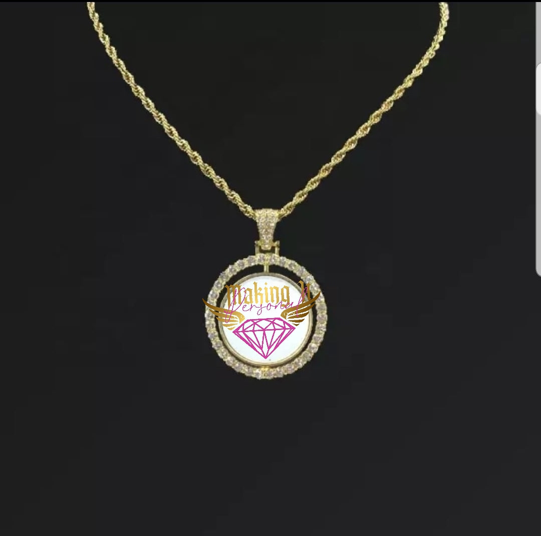 Sublimation Rotating Circle Bling Necklace