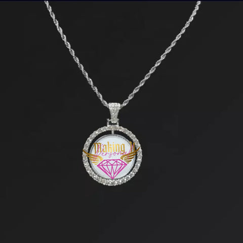 Sublimation Rotating Circle Bling Necklace