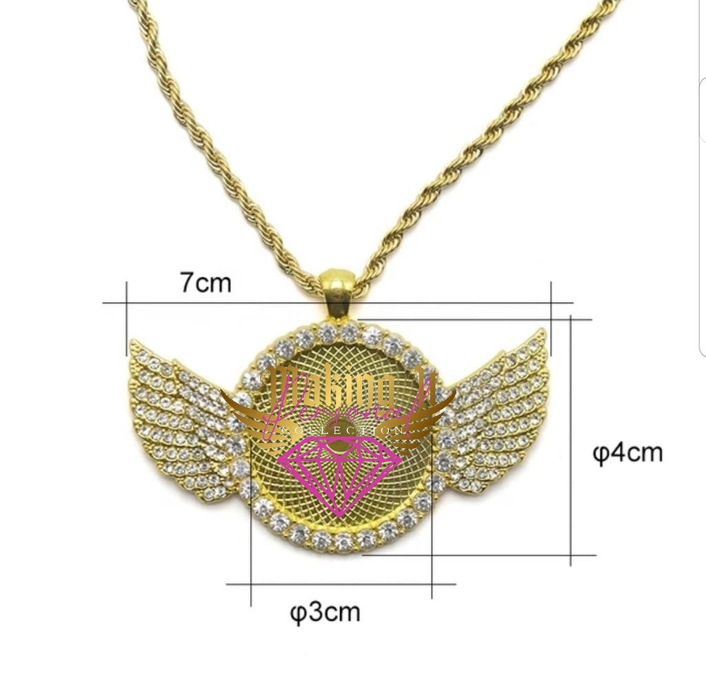 Sublimation Angel Wings Bling Necklace
