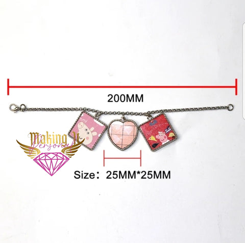 3 charm sublimation bracelet