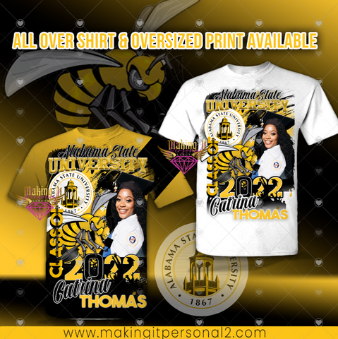 Alabama State Graduate All Over Design Tshirt