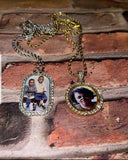 Custom Photo doubled sided rotating circle bling necklace
