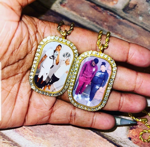 Custom Photo dog tag bling necklace
