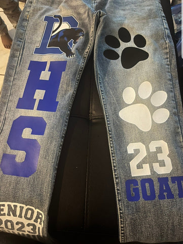 Senior Custom Jeans Senior Outfit Customized Grad Jeans Senior Szn 2023 Class of 2023